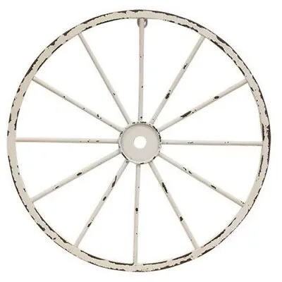 New Cottage Chic White Metal Wagon Wheel • $31.95