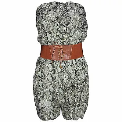 £5.99 • Buy Womens Snake Leopard Print Playsuit Hot Pants Ladies Shorts Bandeau Frill Tops