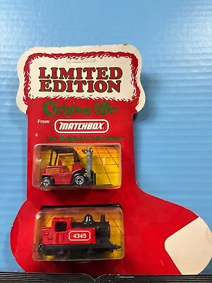 1/64 Matchbox Lim. Edition From 1983 Christmas 2 Car Set Fork Lift & Locomotive • $25