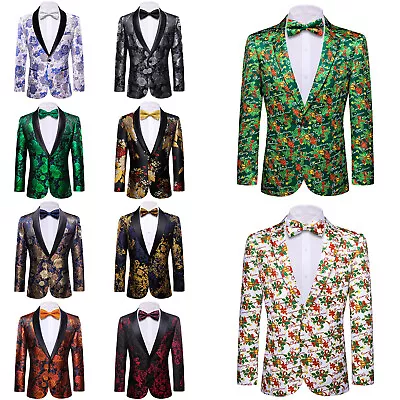 Men's Paisley Suit Jacket Blazer Stylish One Button Slim Fit Floral Tuxedo Party • $58.68