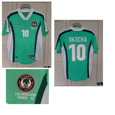 £48 • Buy Nigeria Football Shirt 1998 1999 2000 WORLD CUP 98 FRANCE LARGE OKOCHA 10