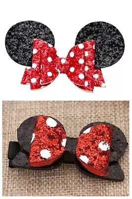 NEW Minnie Mouse Girls Glitter Hair Bow Clip • $4.79