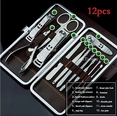 12PCS Pedicure / Manicure Set Nail Clippers Cleaner Cuticle Grooming Kit Case US • $9.99