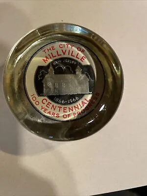 City Of Millville New Jersey NJ 1966 Centennial 100 Years Glass Paperweight • $11.50