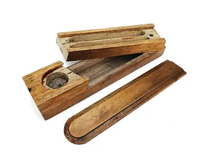 £16 • Buy ** VINTAGE 1970s WOODEN PENCIL BOX WITH SLIDE TOP & BASE COMPARTMENT **