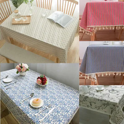 Daisy Map Printed  Tablecloth Rectangle Tassel Tea Table Cloth Cover • £11.39