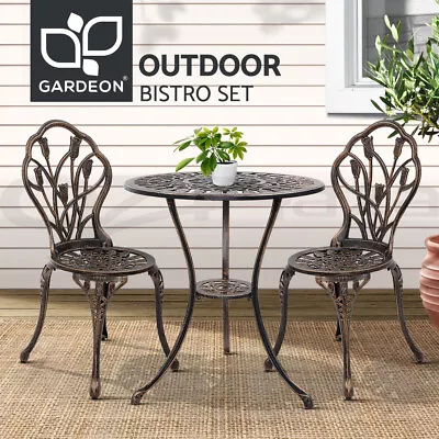 $189.95 • Buy Gardeon 3 Piece Outdoor Setting Chairs Table Bistro Set Patio Cast Aluminum