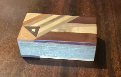 £35 • Buy Very Attractive Puzzle Box. Assorted Contrasting Woods. Well Made. Flag.