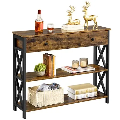 Industrial Console Table Hallway Table With Drawer And Storage For Living Room • $78.99