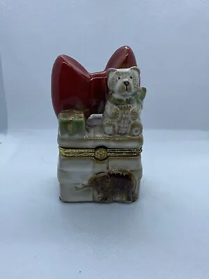 Trinket JEWELRY Ring Box Porcelain Bear Elephant Christmas Holiday • $4