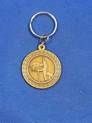 Vintage Gymnastics Gold Tone Award Metal Keychain • $0.99