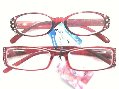 $27 • Buy 2 Pair  +2.75 READING GLASSES  Lady Red Wine Tone Fashion  Readers With Crystals