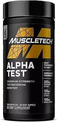 Muscletech ALPHA TEST Max Strength Testosterone Booster 120 Caps Exp. 11/2026 • $23.76