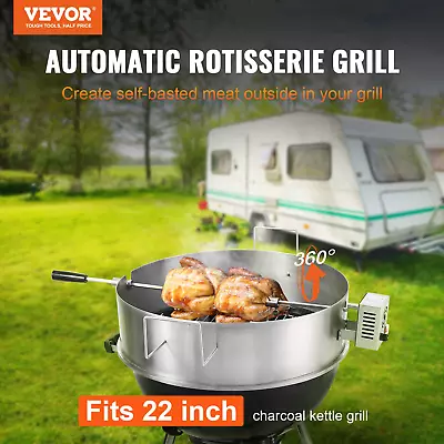 VEVOR BBQ Rotisserie Ring Kit For 22  Kettle Charcoal Grills Stainless Steel • $81.94