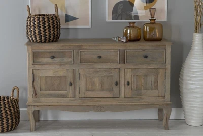 £529 • Buy Fleur French Style Rustic Mango Wood 3 Door Sideboard