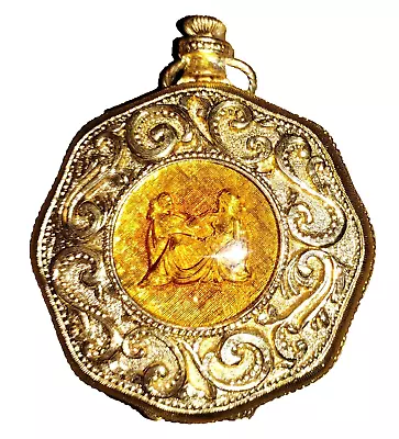 Max Factor Compact W/ Powder & Puff Pendant Locket AMBER 2 Woman Design • $34.99