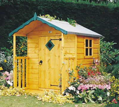 £419.94 • Buy 4x6 CHILDRENS PLAY HIDE GARDEN PLAYHOUSE OUTDOOR VERANDA KIDS WENDY HOUSE 4ft 6'