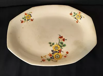 Vintage Homer Laughlin Floral Vegetable 10 In Platter Cottage Core SEE Crack • $7.99