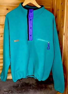 VTG Columbia Fleece Pullover Sweater Jacket Men's XL Turquoise/Purple • $36.99