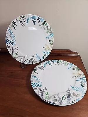 Mikasa Monet Jardin Set Of 4 Dinner Plates 11  Blue & Green Flowers & Leaves • $40