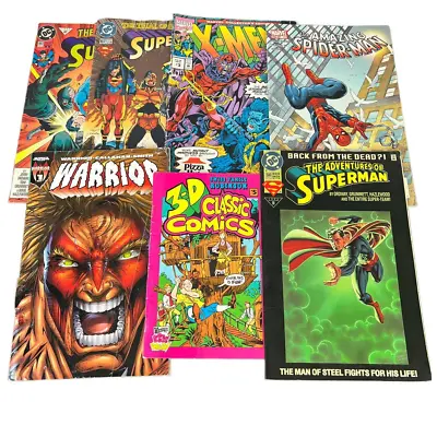 Lot (7) Vintage Marvel DC Comic Books Spiderman Superman Warrior Classic Retro • $13.27