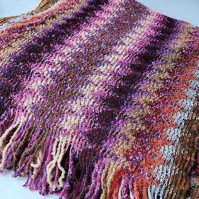 Missoni Scarf Blue Purple Pink Wool Zig Zag Knit Italy NWT 14 X60 - Gorgeous  • $119.99