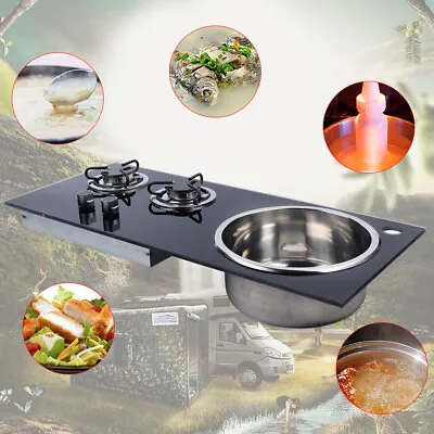 Boat Caravan RV Camper Gas Stove Hob 2 Burners LPG Cooktop Stove Stainless Steel • $207.10