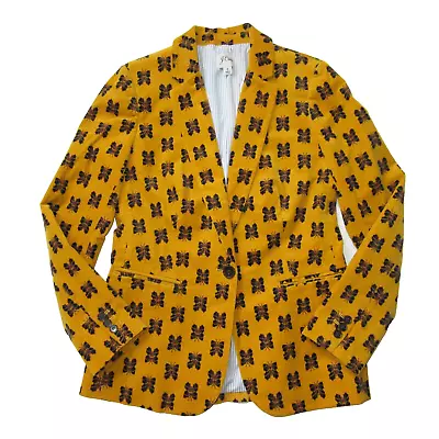 NWT J.Crew Parke Blazer In Yellow Navy Butterfly Corduroy Cotton Jacket 4 • $140