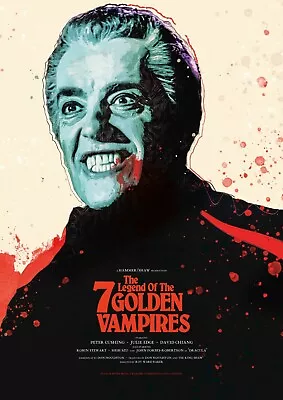 LEGEND OF THE 7 GOLDEN VAMPIRES Art Print Movie HAMMER HORROR POSTER DRACULA • £17.99