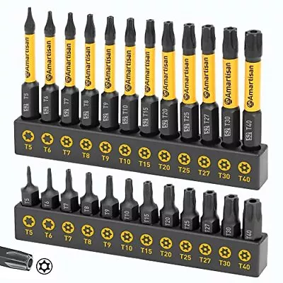 Torx Bit Set 24piece Security And Tamper Resistant Star Bits Set S2 Steel 1  And • $14.61