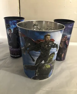 Marvel Studios Avengers Endgame Popcorn Tin 2019 8.5 In Plus 2 Cups • $35
