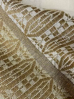 Vintage Dralon Woven Tablecloth Gold Metallic Stripe On Cream Beige 54  X 68  • $4.24