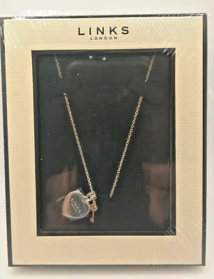 Links Of London Necklace S925 Silver Chain With Pendant Heart & Rose Gold Key • £24.99