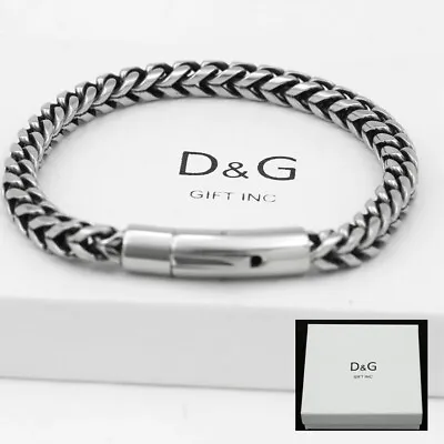 DG Men's 8.5  Stainless Steel 6mm Franco Chain Buckle Bracelet High Polish*BOX • $17.99