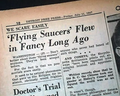 UFO CRAZE Flying Saucers DISCS Sightings ALIENS ? Roswell NM ? 1947 Newspaper • $48