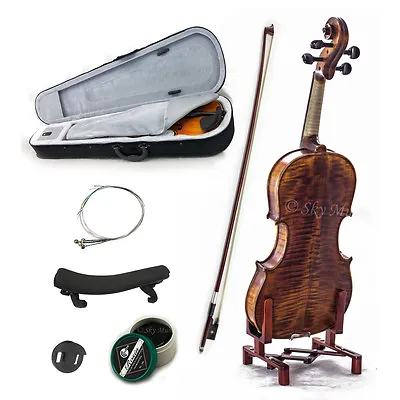 NEW 4/4 Violin Solid Wood High Flame Satin VN303 W Case Bow Rosin String • $269.99