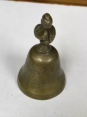 Vintage Chinese Brass Hand Bell Dinner Bell With Man Figure On Handle 3 1/2 Inch • $11.99