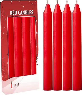 4 Pcs Red Taper Dinner Candles Sticks 7 ¾ Inch Tall X 3/4 Inch (0.75) Diameter • $8.99