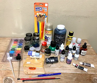 Big Lot Artist Acrylic Paint Glitter Spray Water Color Calligraphy Ink Brush Art • $34.99