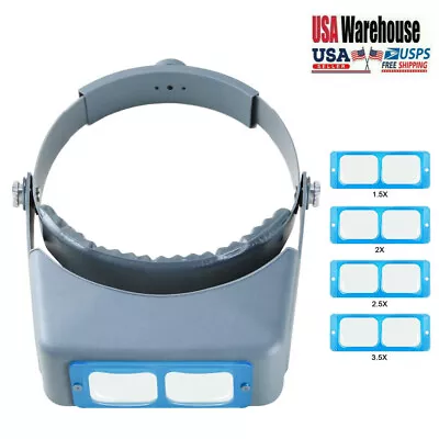 Head Headband Magnifier Reading Jewelry Visor Opitcal Glass Magnifier 4 Lens • $20.49