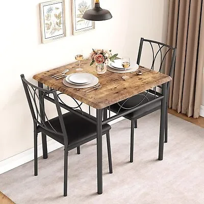 3 Piece Dining Table Set 2 Chairs Home Kitchen Breakfast Wood Top Dinette Table • $133.39