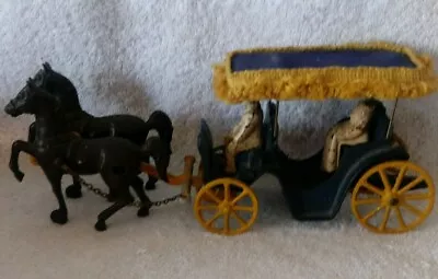 1940's Stanley Cast Iron & Aluminum Horse Drawn Surrey W/Canopy & Figures 2 • $74.99