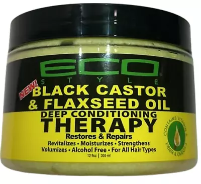 Eco Style Black Castor & Flaxseed Oil Deep Conditioning Therapy  12 Oz/355ml • £8.99