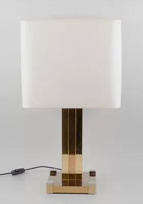 Lumica Spain. Large Table Lamp. Stem And Foot In Gold-plated Metal. Late 20th C • $1250