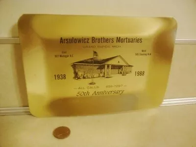 Funeral Home Advertising Tray Arsulowicz Brothers Mortuaries Michigan Aluminum! • $25