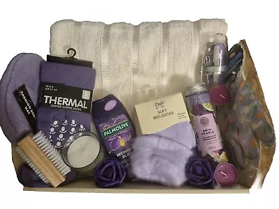 Spa Hamper Luxury Pamper Basket Mothers Day Birthday Ladies Gift  Present Lilac • £25.94