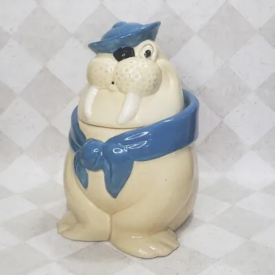 Vintage Metlox Walrus Cookie Jar Wally Sailor Calif USA Blue And Cream • $69.99