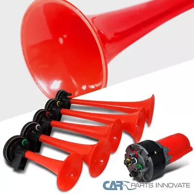 5Pcs Trumpets Musical Dukes Of Hazzard Dixie Horn Kit 125Db+Air Compressor Red • $28.18