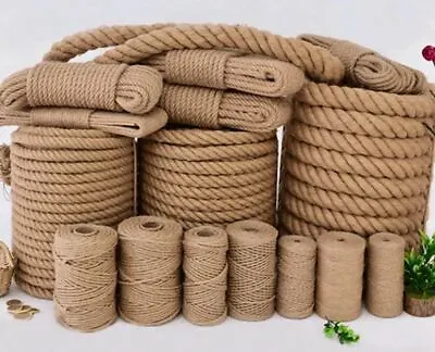 £0.99 • Buy 100% Natural Jute Hessian Rope Cord Braided Twisted Boating Sash Garden Decking