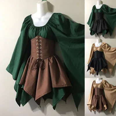 £7.69 • Buy Medieval Women Victorian Renaissance Midi Dress Gothic Vintage Costume Ball Gown